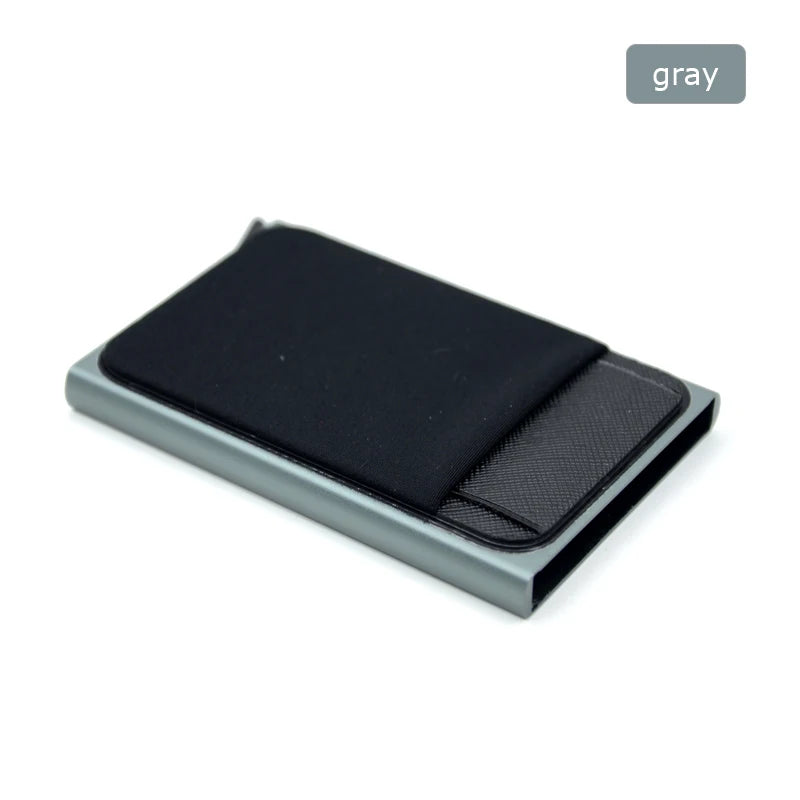 YUECIMIE Slim Aluminum Wallet With Elasticity Back Pouch ID Credit Card Holder Mini RFID Wallet Automatic Pop up Bank Card Case