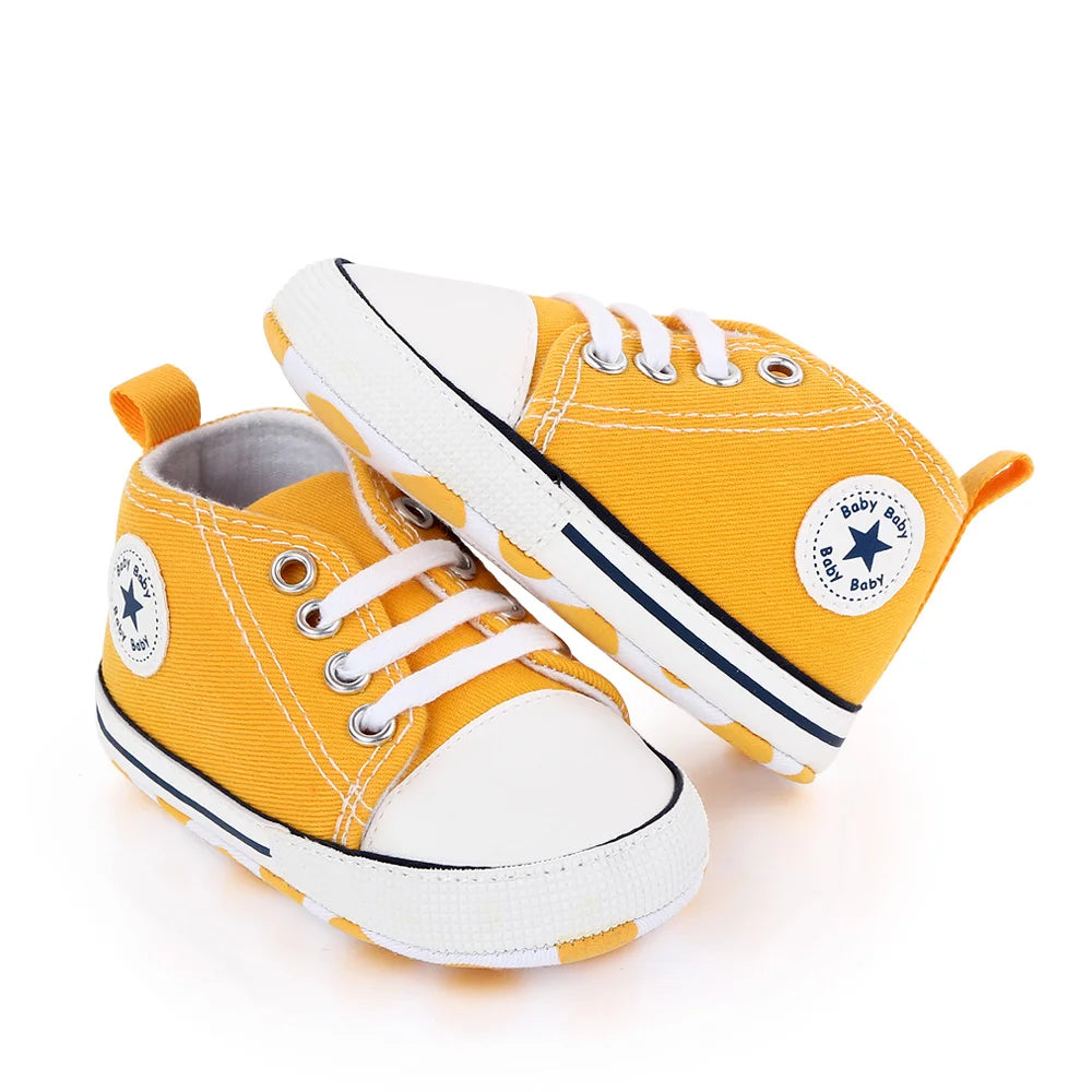 New Baby Shoes Boys Girls Classic Canvas Casual Sneakers Newborn First Walker Toddler Soft Sole Non-Slip Walking Shoes D2486