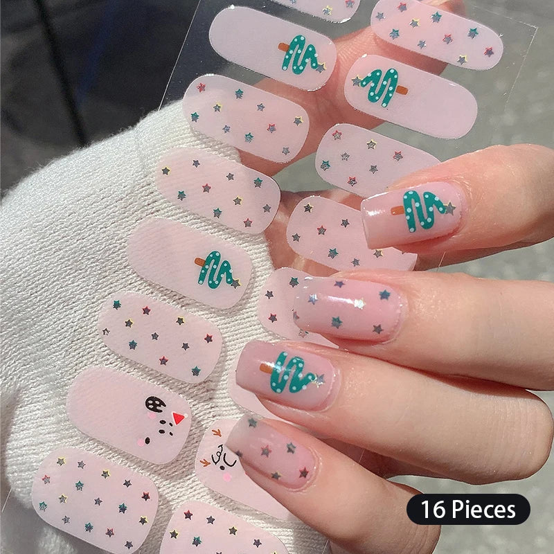 Full Cover Nail Stickers Fashion Nail Polish Nail Decoration Sparkling Glitter Self Adhesive Manicure Designer Nail Art Sticker