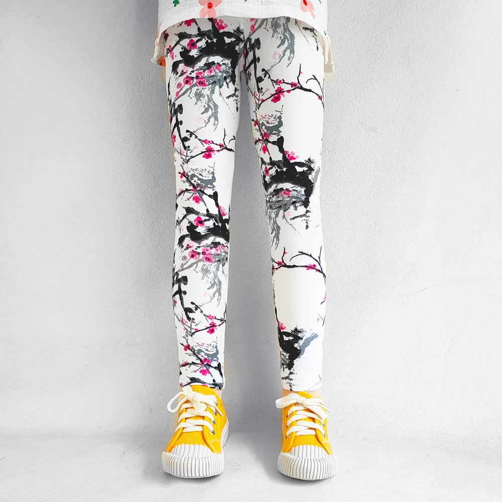 Girls Leggings Summer Kids Print Pants Babys Girls Skinny Leggings Children Girl Slim Elasticity Trousers Pencil Pants 2-13 YEAR