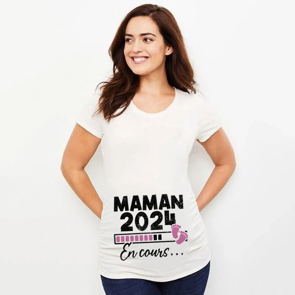 Baby Loading 2025 Print Pregnant T-Shirt Maternity Short Sleeve T Shirts Pregnancy Announcement Tops New Mom Tshirt Clothes Tees