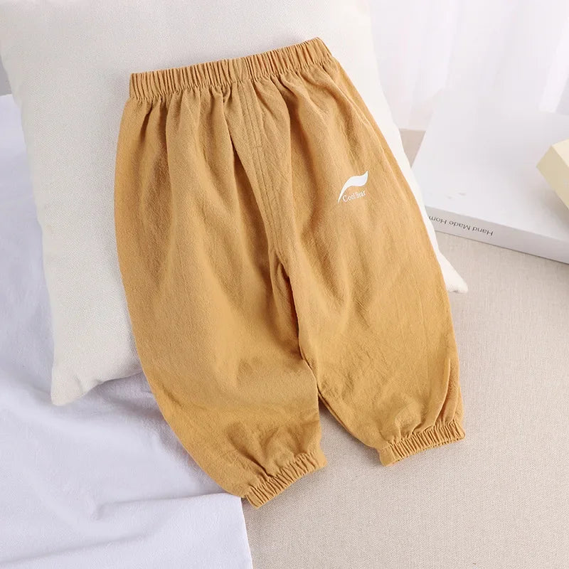 1 2 3 4 5 Years New Children's Anit-mosquito Pants Summer Baby Air Conditioning Bloomers Boys and Girls Cotton and Linen Pants