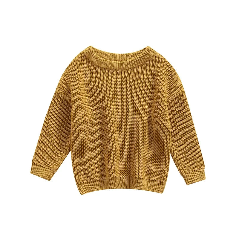 Suefunskry Newborn Baby Girl Boy Knitted Long Sleeve Autumn Winter Sweater Solid Loose Pullover Casual Tops Kids Clothes 3M-5Y