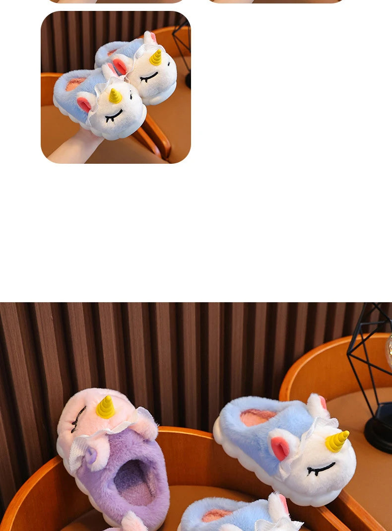 2024 autumn and winter children's cotton shoes cute boys and girls parent-child home indoor anti slip and warm baby cotton shoes