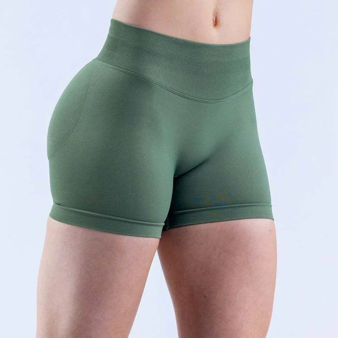 Impact Shorts 4.5" With Logo Low Ribbed Band Yoga Shorts Seamless Scrunch Bum Workout Gym Shorts Yoga Booty Running Short Pants