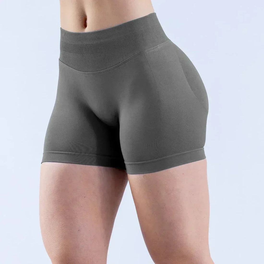 Impact Shorts 4.5" With Logo Low Ribbed Band Yoga Shorts Seamless Scrunch Bum Workout Gym Shorts Yoga Booty Running Short Pants