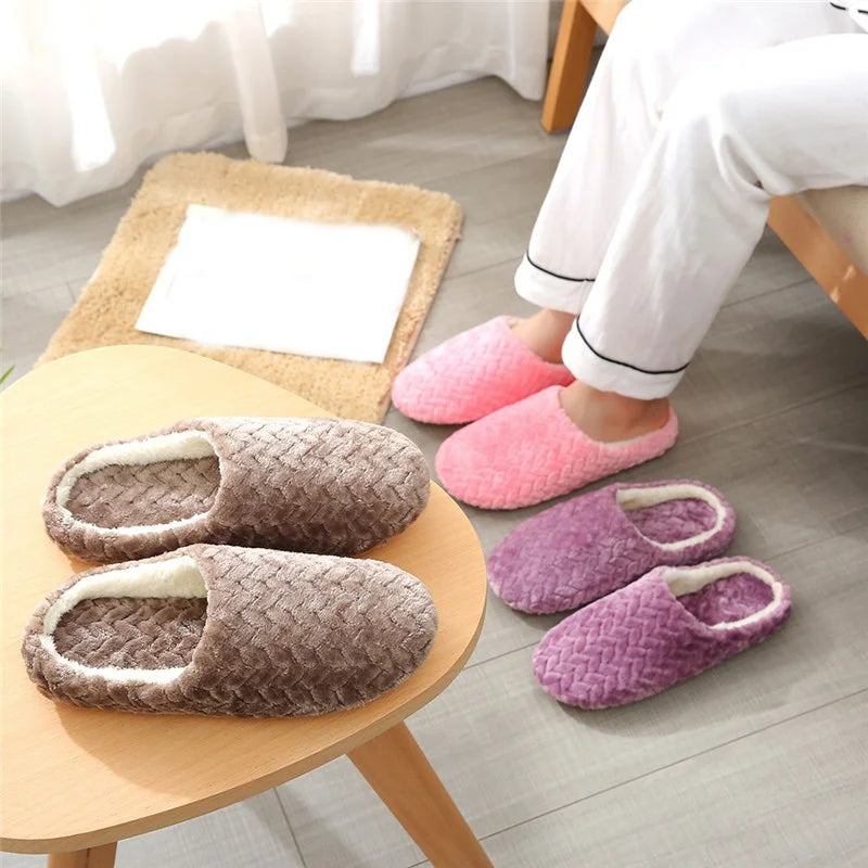 Women Indoor Slippers Plush Warmer Home Female Slipper Autumn Winter House Flat Floor Shoes Home Soft Slient Slides For Bedroom