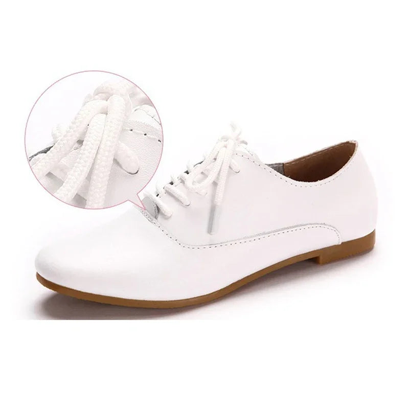 YAERNI Spring women oxford shoes ballerina flats shoes women genuine leather shoes moccasins lace up loafers white  051