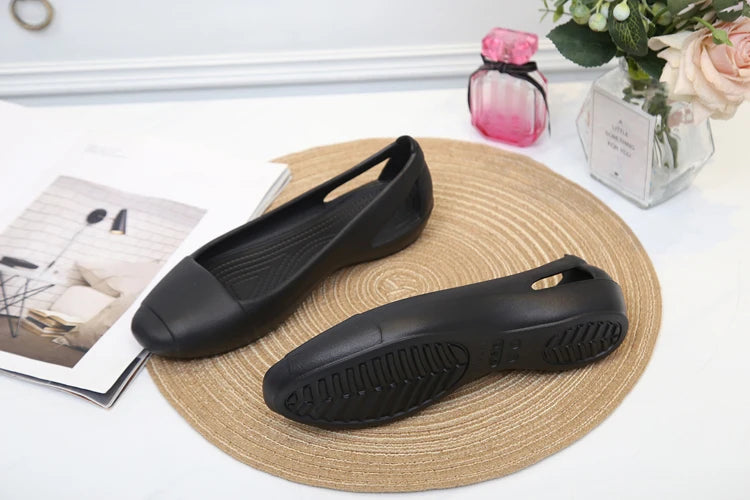 Summer Women Plastic Sandals Flats Shoes For Women Girls Ladies Mule Clogs Slippers Slip On Black Garden Clogs Immortal Anna W8