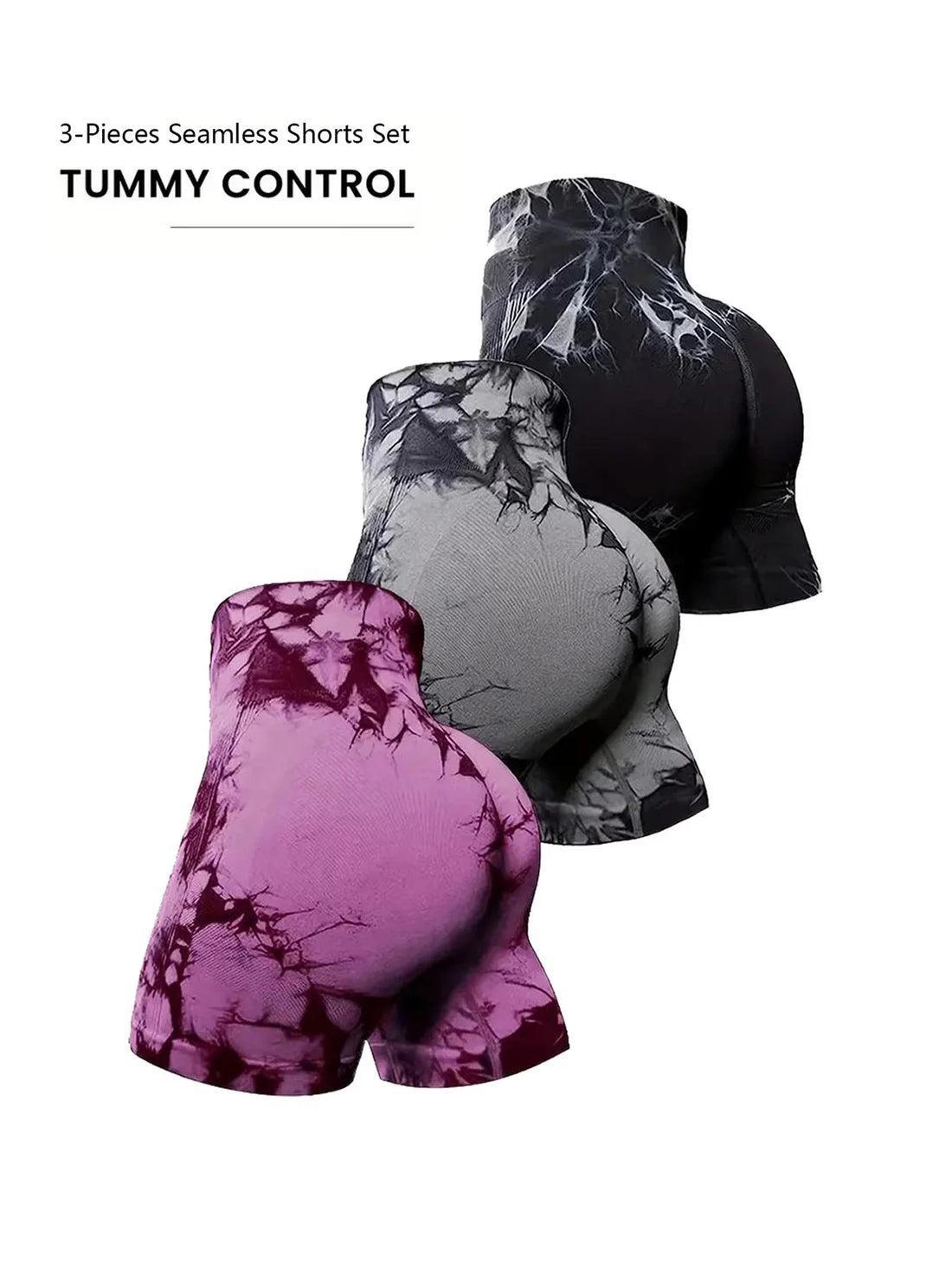 3Piece Tie Dye Workout Shorts For Women Scrunch Butt Lifting High Waisted Yoga Gym Seamless Booty Biker Shorts Women's Active