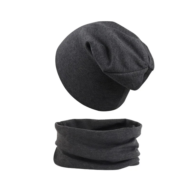 2pcs New Baby Hat Scarf Set Boys Girls Hip Hop Cap Autumn Winter Soft Elastic Beanie Hats Cotton Newborn Bonnet Warm Accessories