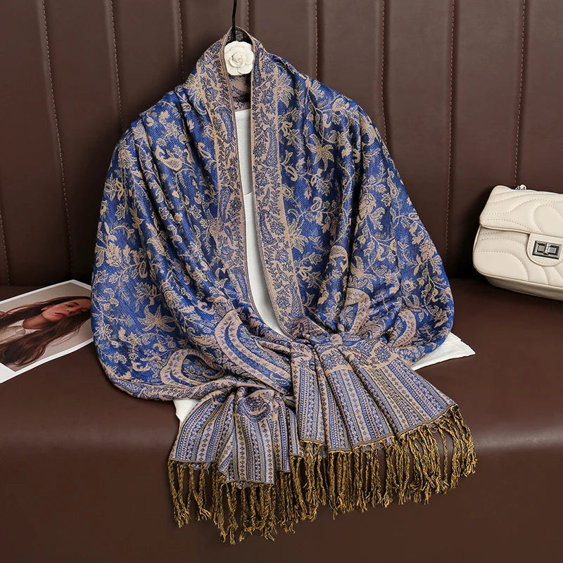 Tassel Blanket Design Thick Pashmina New Winter Warm Shawl Wrap Cashmere Scarf Women Neckerchief Poncho Stoles 2025