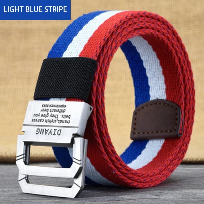 Men's Thickened Double Ring Metal Buckle Nylon Military Belt Combat Tactical Belt Heavy Carrying Survival Belt