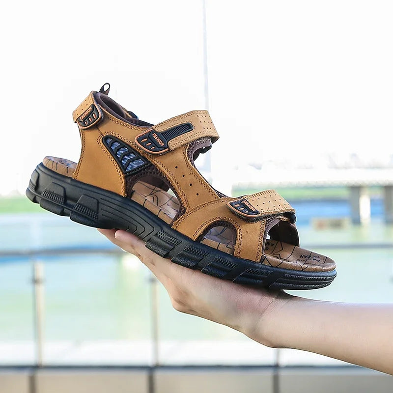 Summer Men's Sandals 2024 Trending Adult Men's Sandal Original Brands Shoes Man's Leather Sandal Sandals for Boy Trend Designer