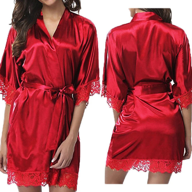 1 Piece Women's Underwear Glossy Robe Pajamas Ice Silk plus Size Nightgown Homewear Fashion Trend