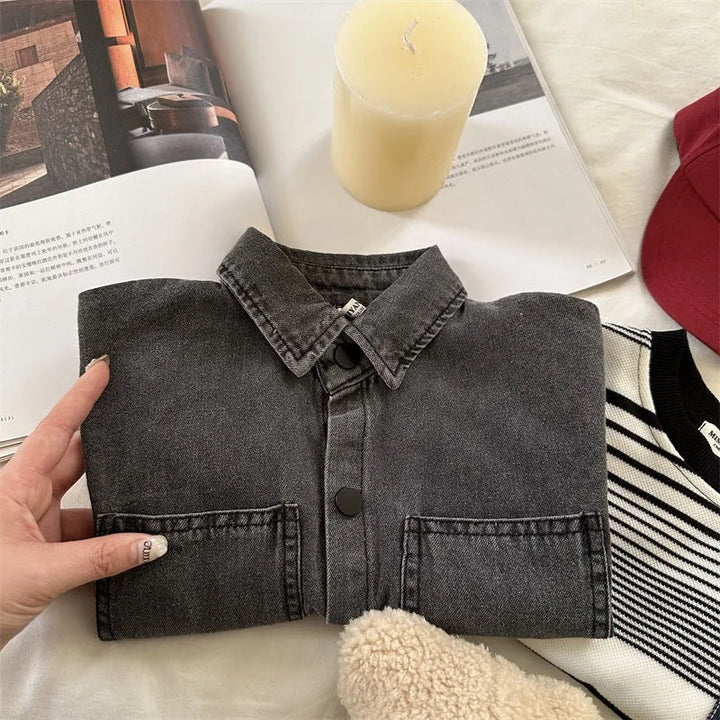 Fashion Baby Girl Boy Jean Shirt Jacket Infant Toddler Kid Denim Blouses Long Sleeve Spring Autumn Outfit Baby Clothes 1-10Y