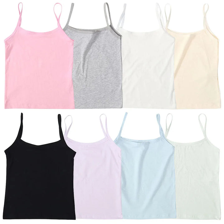 Girls Development Period Solid Color Cotton Soft Breathable Underwear Vest Girls Anti Exposure  Safety Underwear Girl Camisole