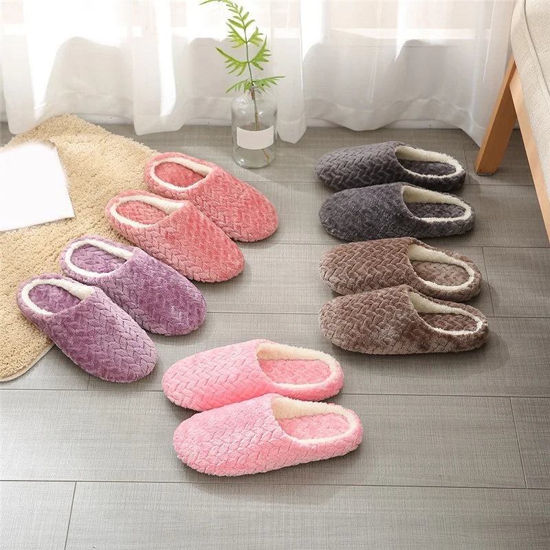 Women Indoor Slippers Plush Warmer Home Female Slipper Autumn Winter House Flat Floor Shoes Home Soft Slient Slides For Bedroom