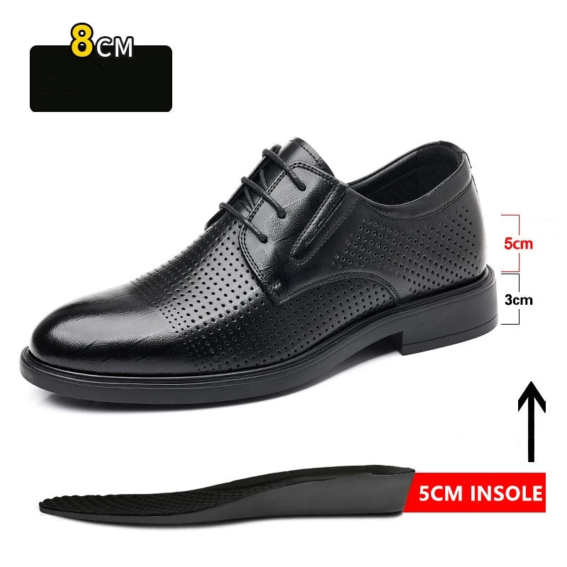 3/6/8 CM Elevator Shoes Men Dress Shoes Black Soft Leather Men Heighten Formal Shoes Casual Business Men Oxfords Suit Shoes