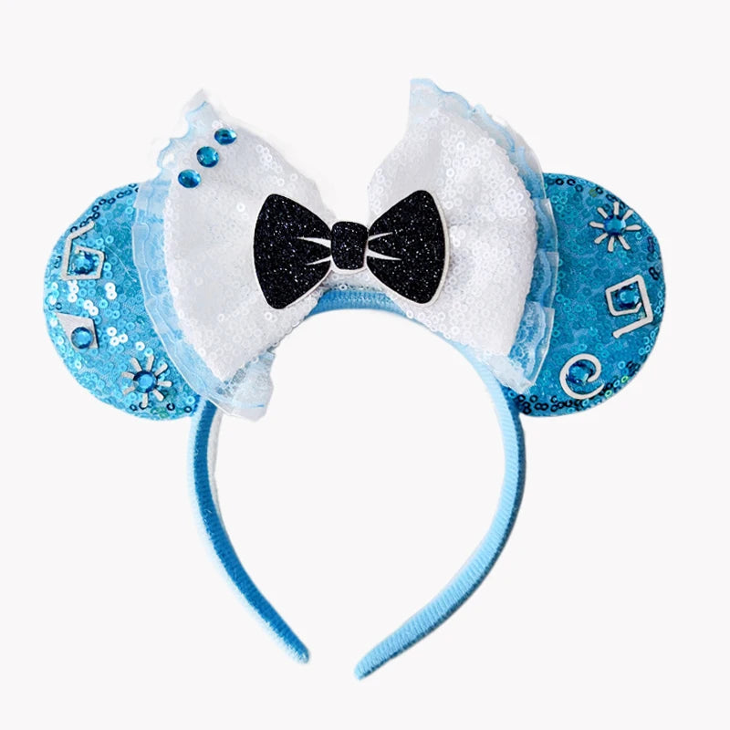 2023 New Style Mickey Minnie Ear Headband Sequin Bows Girl Adult Kids Halloween Party Cosplay Hair Accessories Princess Hairband