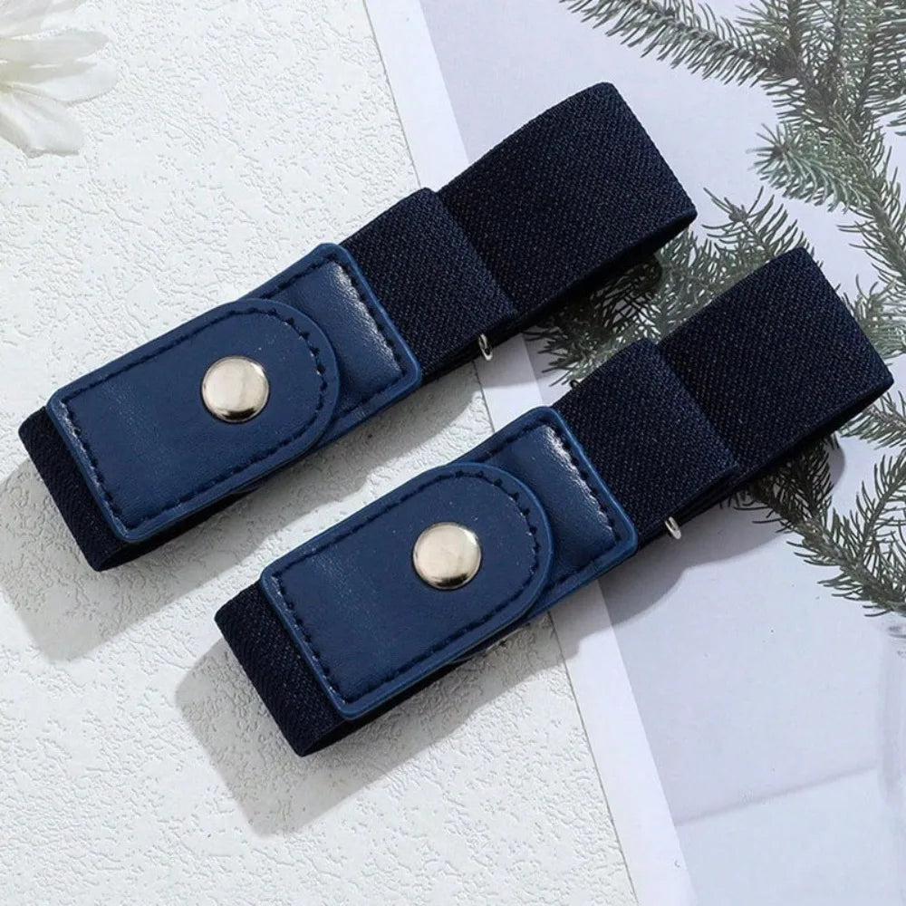 2pcs/set No Buckle Elastic Belt For Women Men Unisex Stretch Belt For Pants Jeans Casual Buckle Free Adjustable Invisible Belt