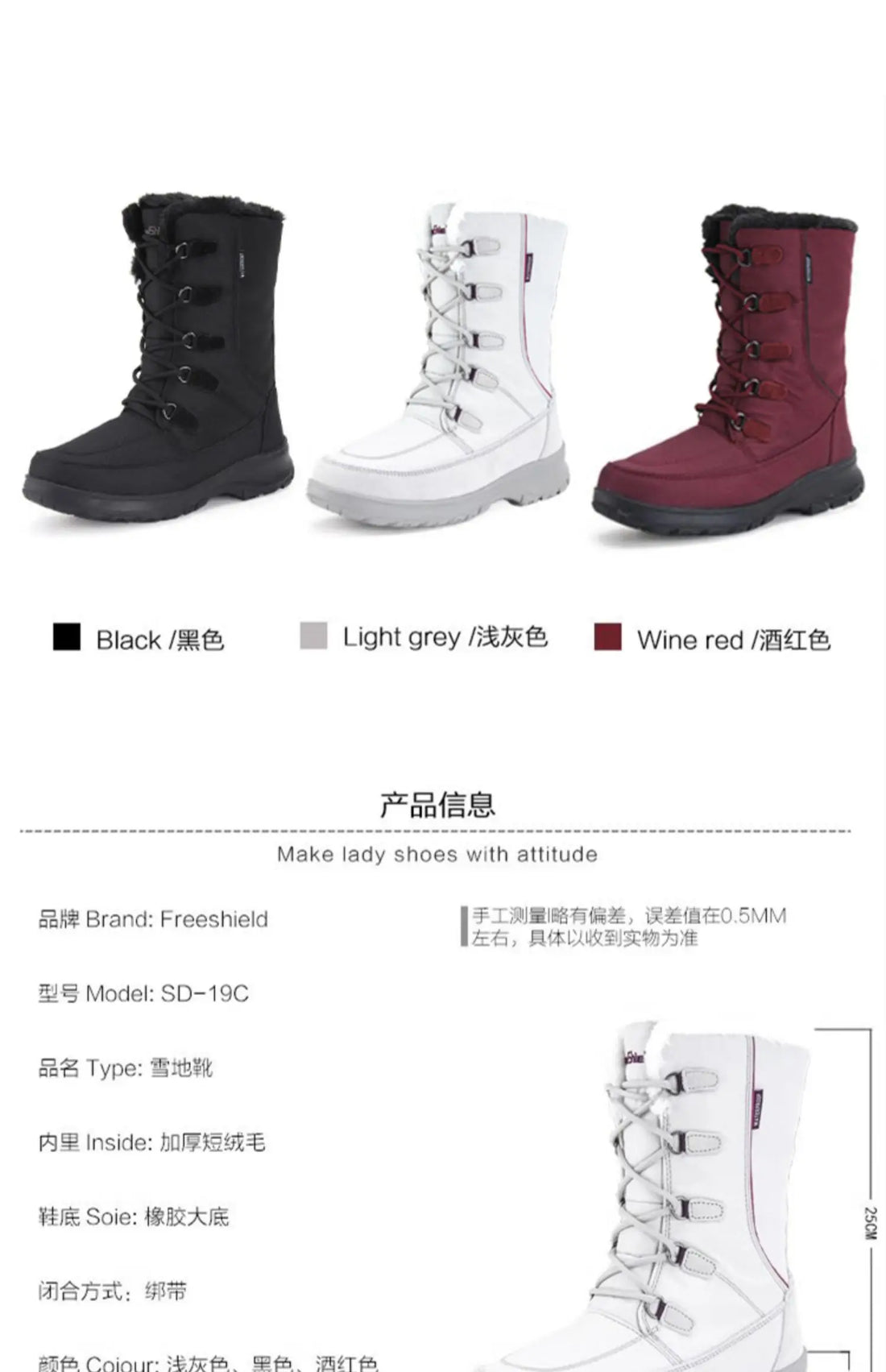 Velvet-Lined Snow Boots for Women, Waterproof and Anti-Slip, Warm Ski Boots, Outdoor Snow Boots, Nornortheast Harbin Snowfield