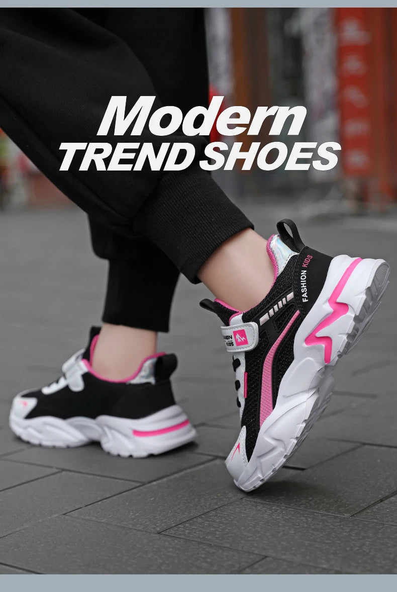 Kids Casual Pink Girls Shoe Outdoor Comfortable Running Shoes Sneakers Breathable Student's Children Boys Sport Walking Footwear