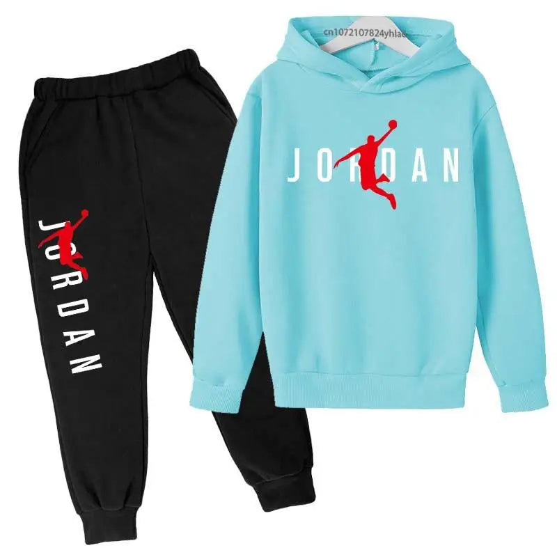 Kids Leisure Letter Print 2pcs Hoodie+Pants Tracksuits 3-13 Years Boys Girls Spring Autumn Outfits Streetwears Children Clothes