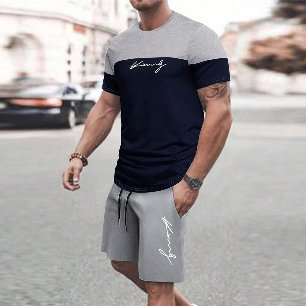 Trendy Summer Casual Also Suitable For Sports Shorts Short Sleeved 2024 New Men S Oversized Loose Quick Drying Summer Suit