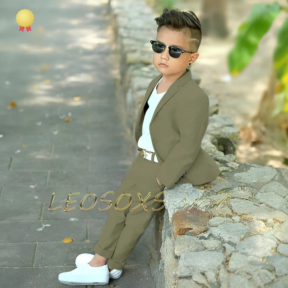 Kids suit 2-piece set (blazer + trousers) suitable for events, celebrations, parties, vacations, customized boys' suits