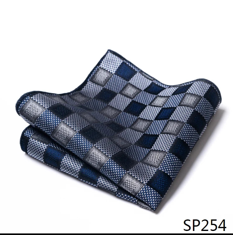 High Grade Brand Silk Kerchief Man Dark Blue Striped April Fool's Day Fit Formal Party Pocket Square Handkerchiefs Suit Hanky