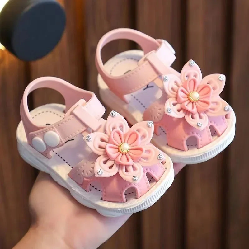 Solid Bow Children's Summer Shoes Cute PVC Beach Non Slip Sandals For Baby Girls Footwear Soft Infant Kids Fashion Sandals