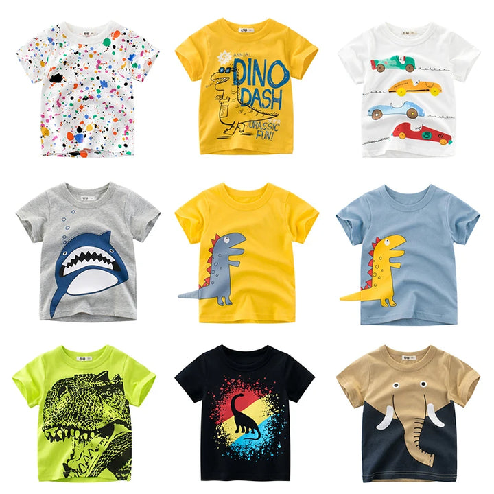 OLEKID 2024 Summer Children Boys Clothing Printed Cartoon Boys T-Shirts 2-8 Years Kids Baby Boy Tops Short Sleeve Toddler Tees