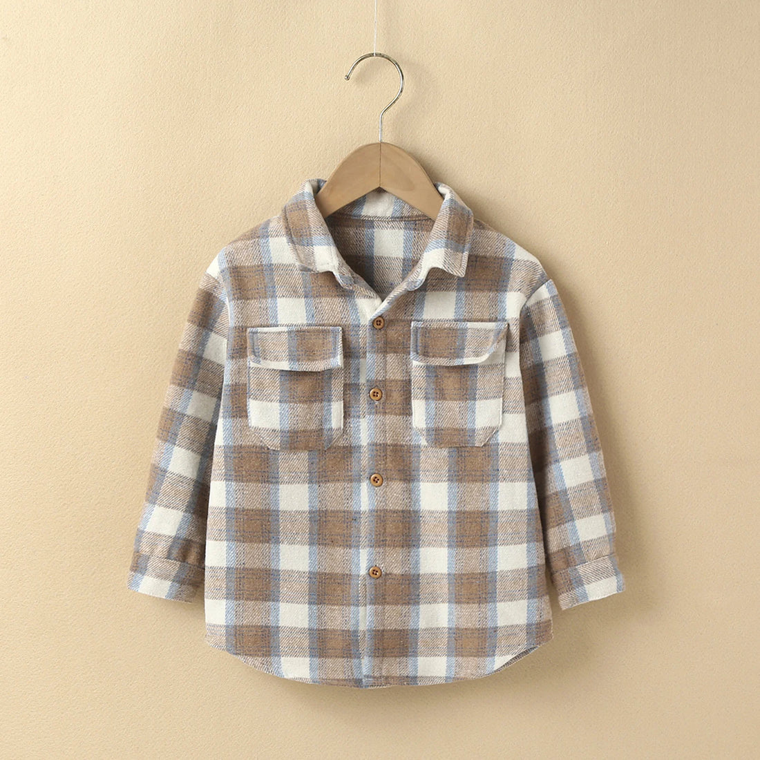 2021-11-12 Lioraitiin 2-7Y Autumn Causal Baby Boys Girl’s Lapel Shirt Outfits Long Sleeves Plaid Printed Single-breasted Jacket