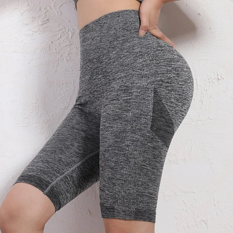 Women Butt Lifting Yoga Shorts Elastic Workout High Waist Tummy Control Ruched Booty Pants Seamless Gym Compression Tights