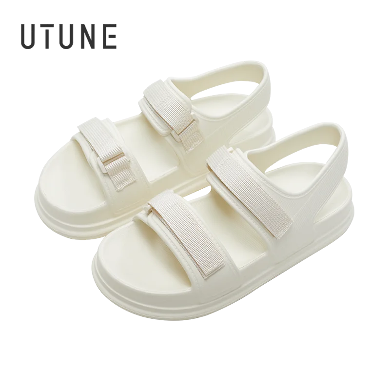 UTUNE Adjustable Women's Sandals Summer Comfortable Platform Shoes Beach Outside Slides Thick Sole Non-slip Slippers Flip Flops