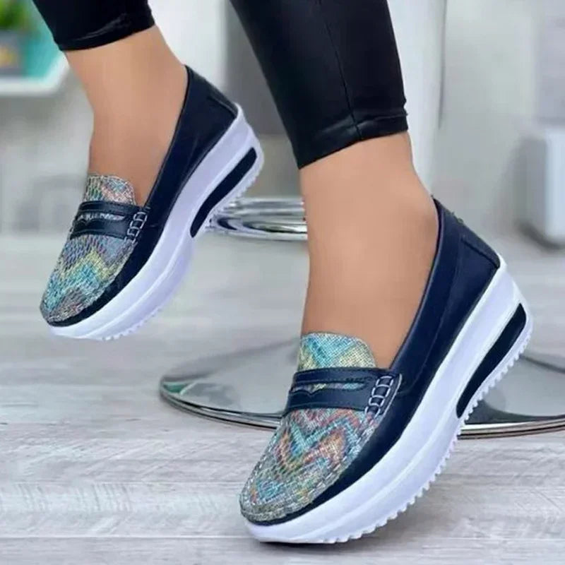 Luxury Designer Women Fashion Loafers Breathable Slip-On Vulcanized Shoes Casual Wedge Heel Lightweight Woman Sneakers