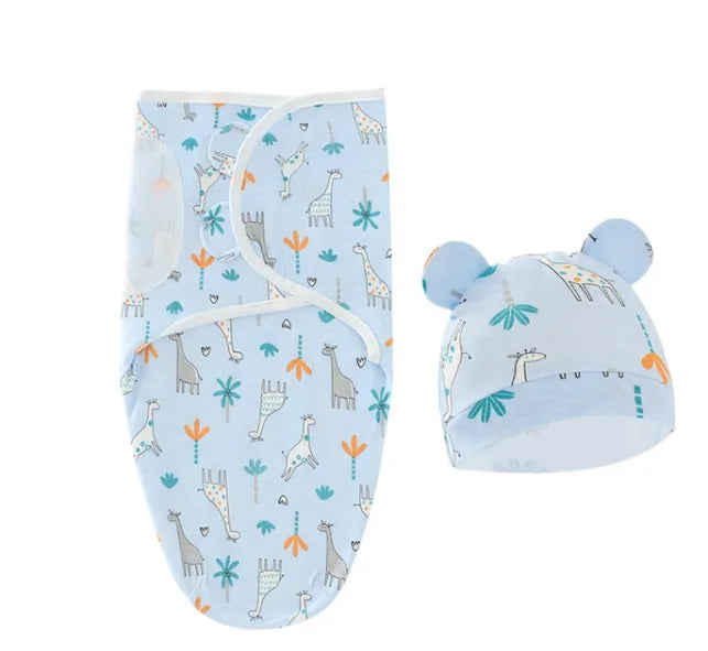 0-3Months Newborn Baby Sleeping Bag With Hat Set Adjustable Baby Swaddle Blanket Summer Thin Breathable Soft Cotton Boys Girls