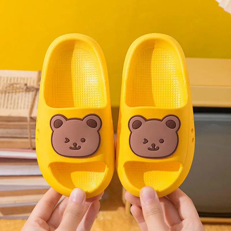 Cartoon Bear Kids Slippers Boys Girls Thick Sole Non-slip Beach Shoes Summer Soft EVA Comfort Flip Flops Indoor Bathroom Slipper