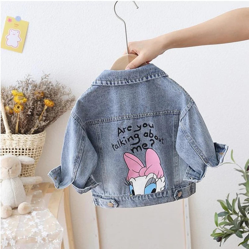 Cartoon Daisy Denim Jacket For Girls Coat Spring Autumn Children Outerwear Kids Casual Jackets Costume 2-7 Years