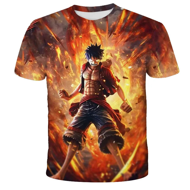 Japanese anime One Piece cartoon children's adult 3D printed top T-shirt One Piece boy cartoon cute top T-shirt