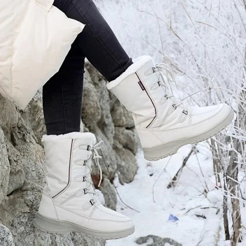 Velvet-Lined Snow Boots for Women, Waterproof and Anti-Slip, Warm Ski Boots, Outdoor Snow Boots, Nornortheast Harbin Snowfield