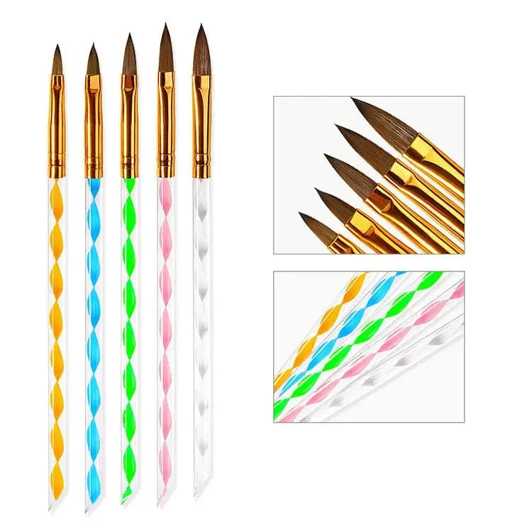 5/20Pcs Nail Art Brush Design Tip Painting Drawing Carving Dotting Pen Professional Nail Brushes Set Nail Art Manicure Tools