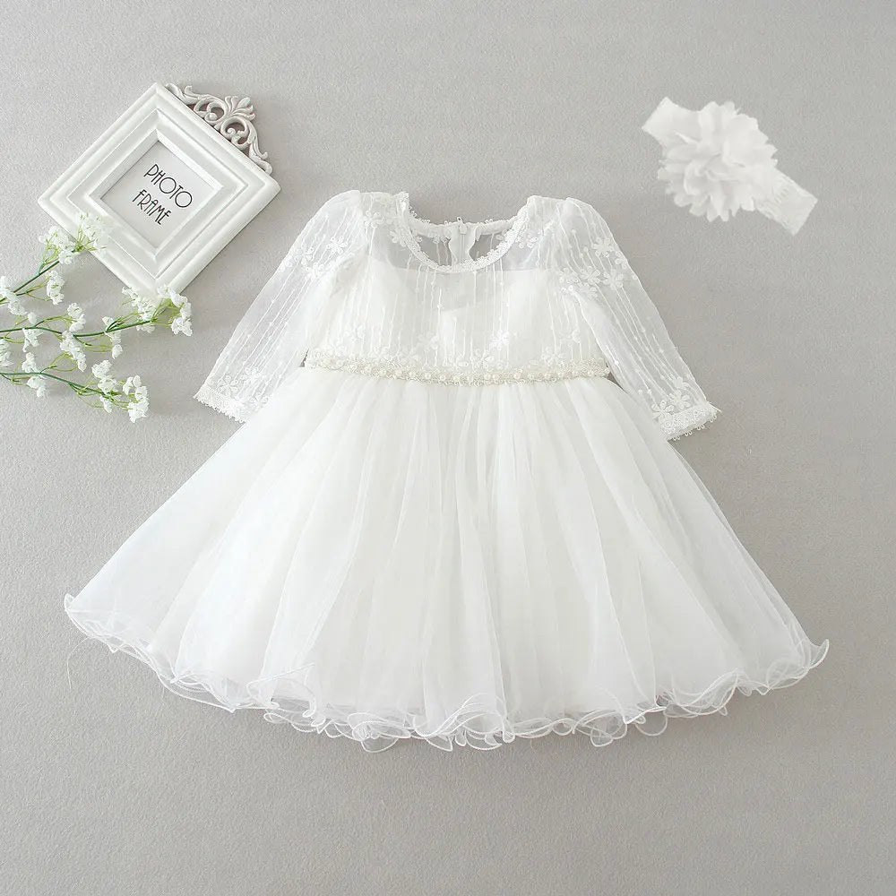 Hetiso Baby Girls Dress Long Sleeve Kids First Birthday Ball Gown Infant Dresses for Baptism Bridesmaid party 3-24 month