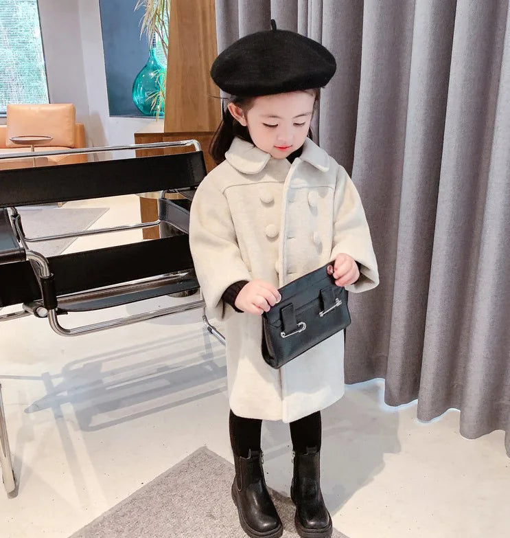 Winter Girl's Long Fashion Plus Cotton Coat 2024 Baby Girl Korean Style Thickened Double-breasted Coat Children Warm Jacket