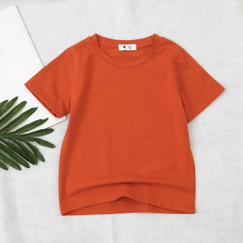 2-7T Toddler Kid Baby Boys Girls Clothes Summer Top Short Sleeve Cotton T Shirt Loose Infant Basic Tee Childrens Tshirt Outfits