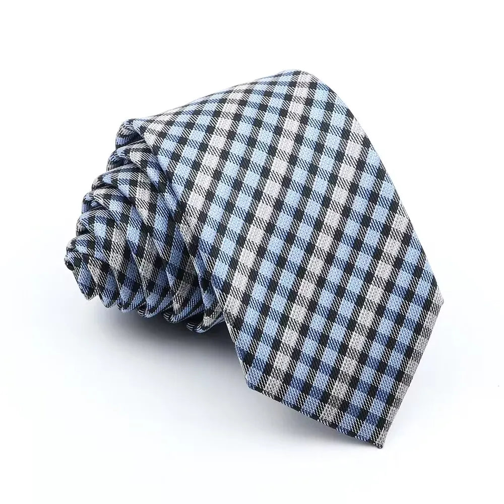 New Jacquard Plaid 6cm Neck Tie For Men Classic Check Ties Polyester Mens Necktie For Wedding Business Suit Neckwear Accessories