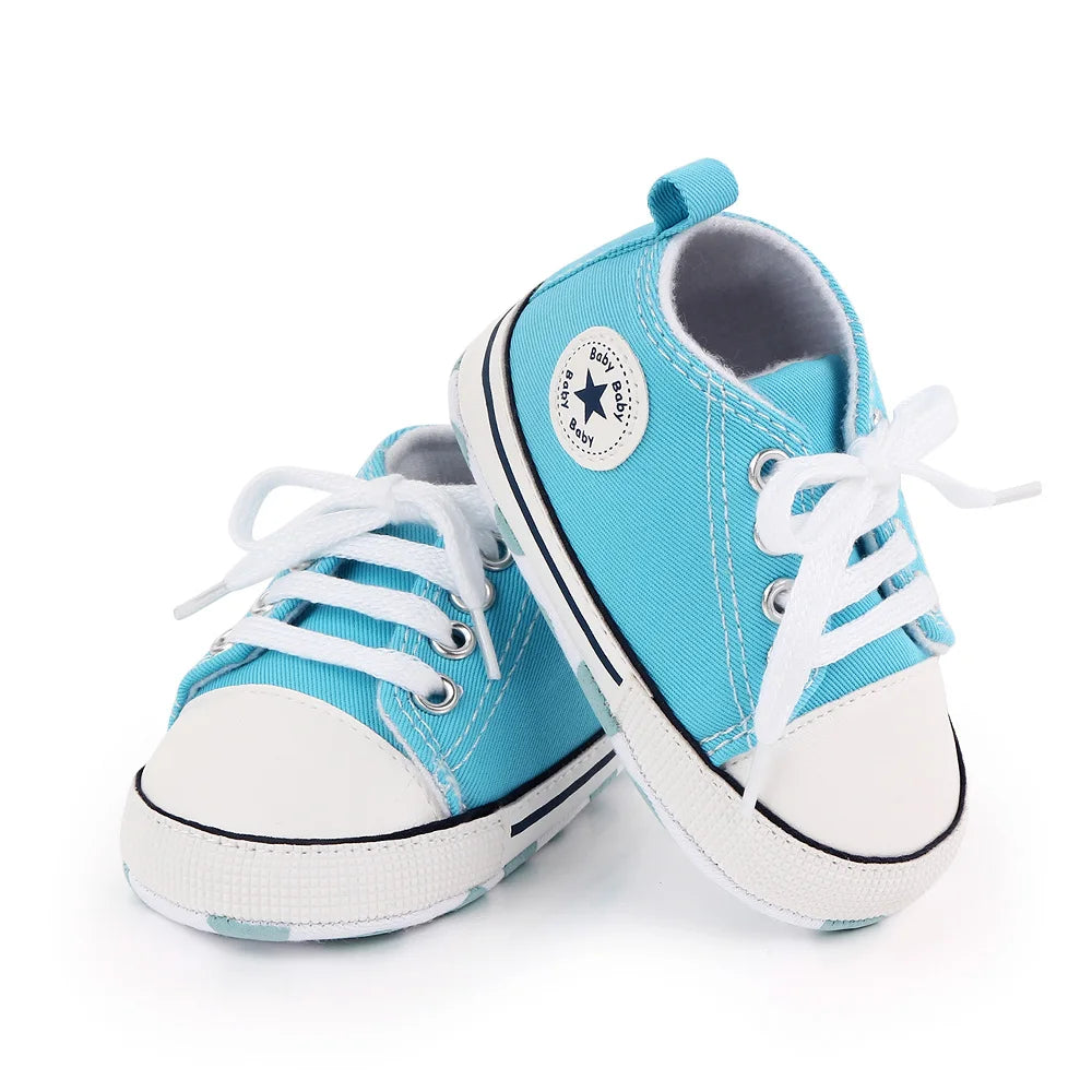 New Baby Shoes Boys Girls Classic Canvas Casual Sneakers Newborn First Walker Toddler Soft Sole Non-Slip Walking Shoes D2486