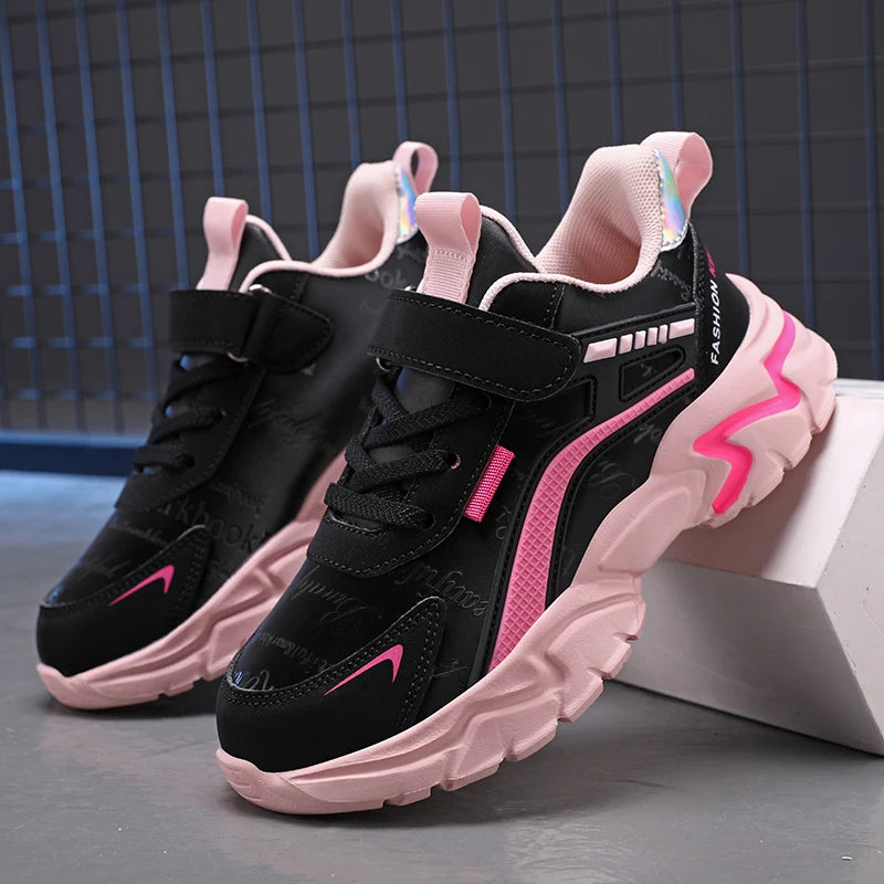 Girls Sport Shoes Comfortable Leather Kids Running School Casual Shoes  Non-slip Outdoor Children Walking Sneaker Tennis