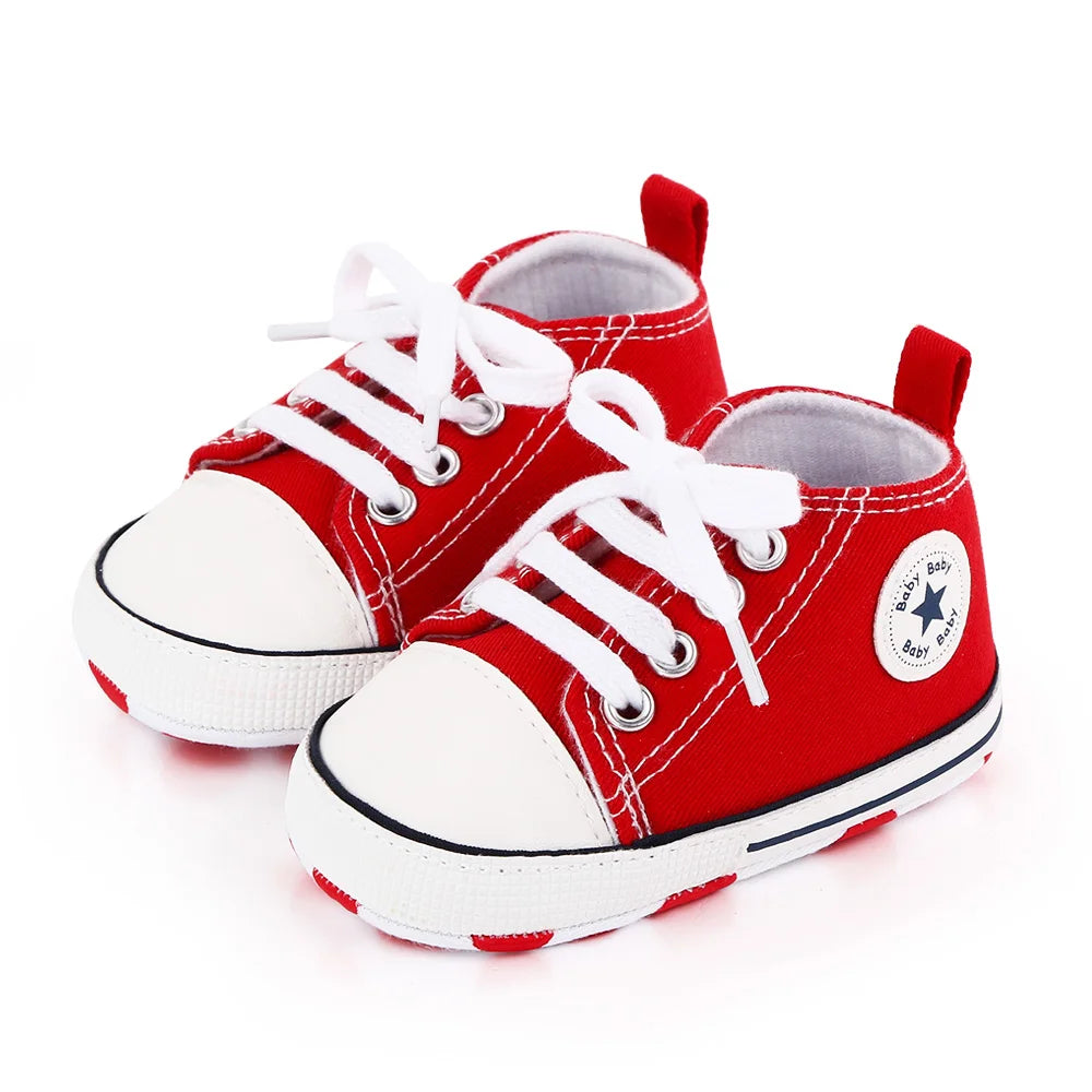 New Baby Shoes Boys Girls Classic Canvas Casual Sneakers Newborn First Walker Toddler Soft Sole Non-Slip Walking Shoes D2486